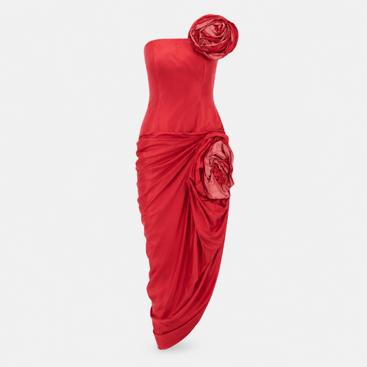 THE AMORA CAROL / RED FLOWER DRESS