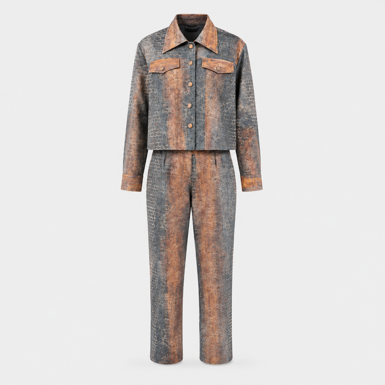 WQ- PRINTED DENIM  CROPPED JACKET
