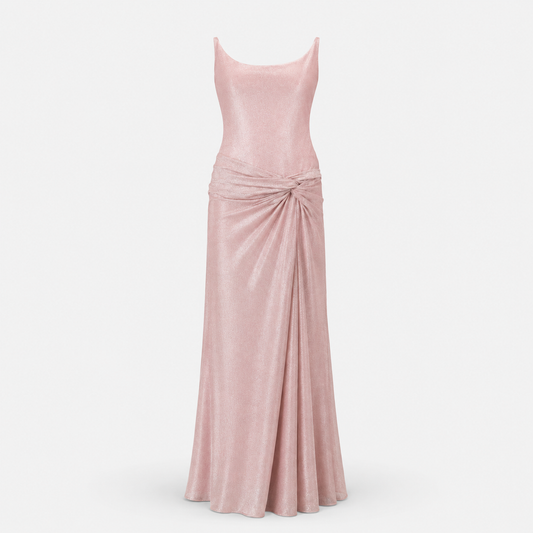 ETHEREAL BLUSH  DRAPED GOWN
