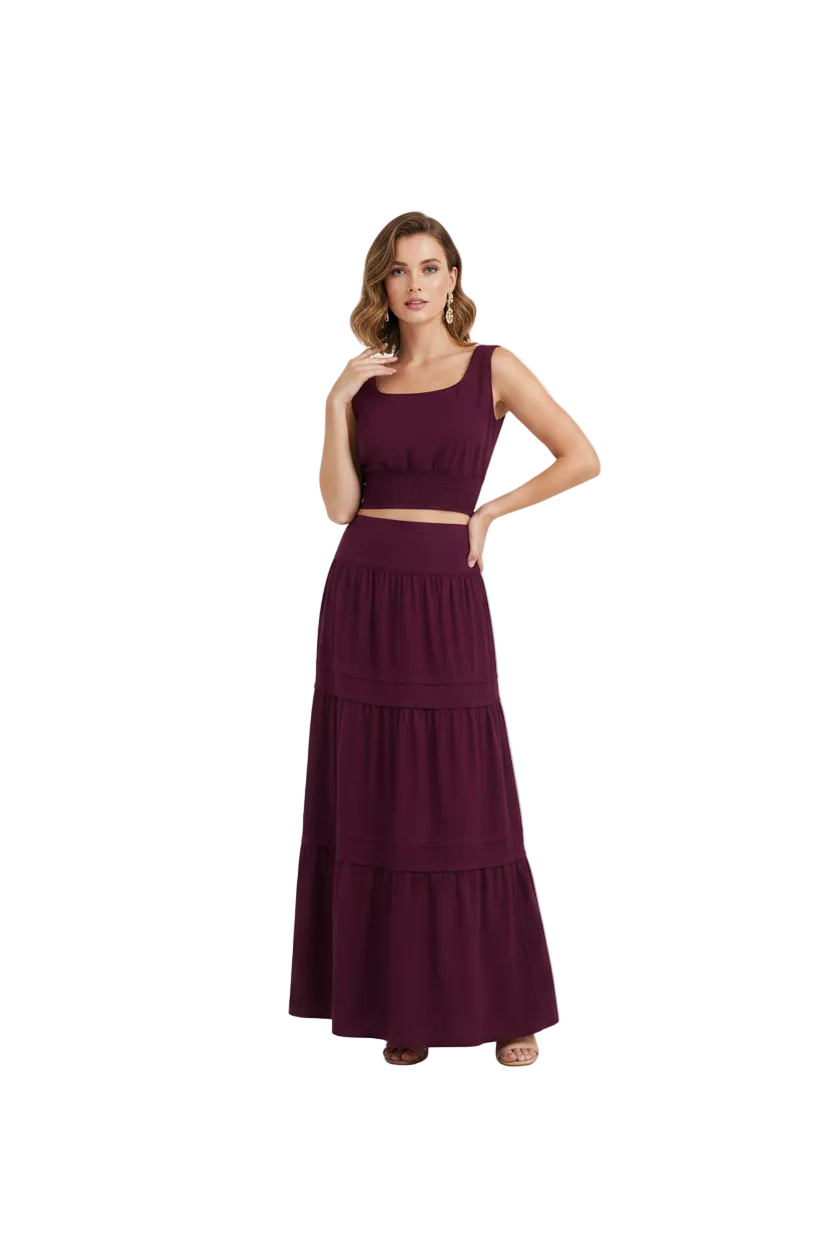 SL-PURPLE SMOCKED CROP TOP