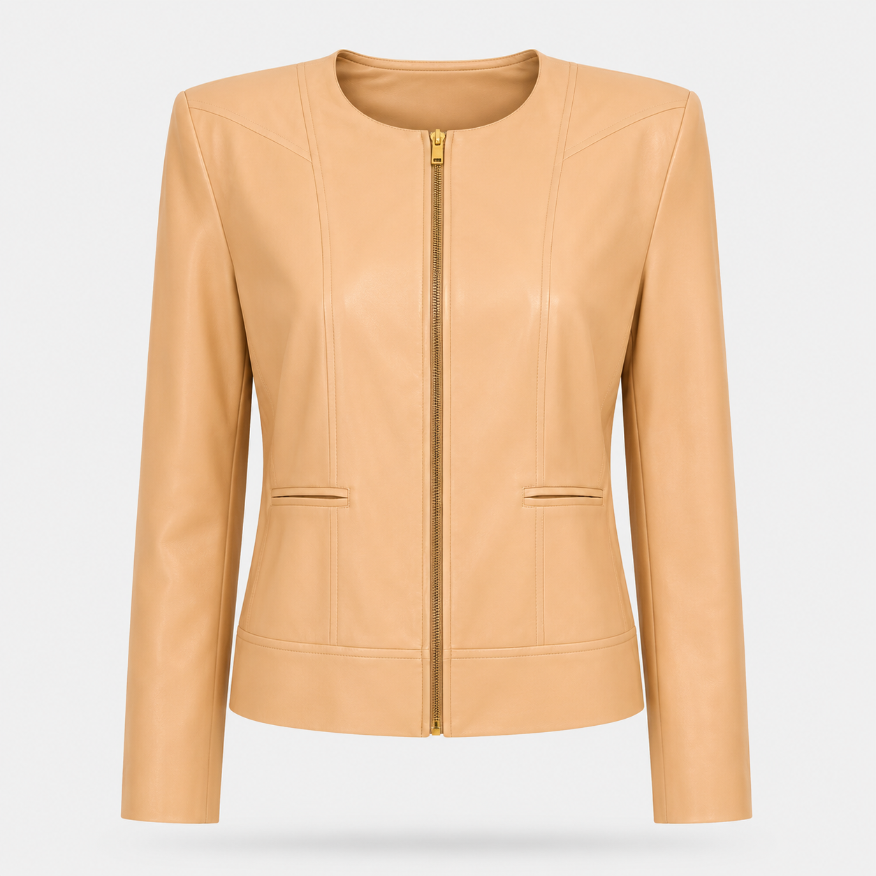 WQ-BEIGE LEATHER JACKET