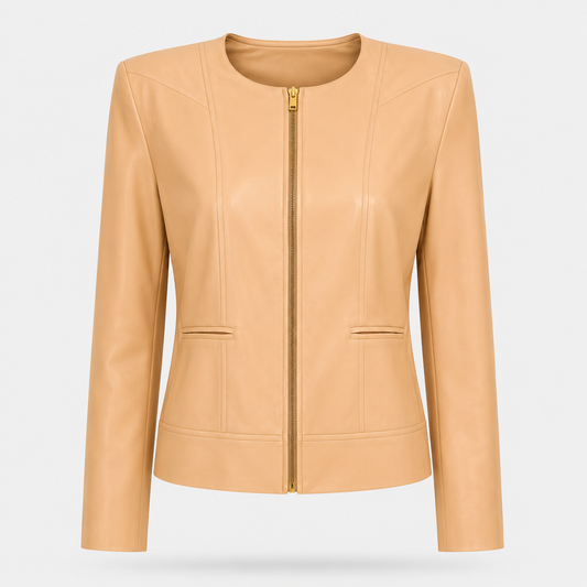 WQ-BEIGE LEATHER JACKET