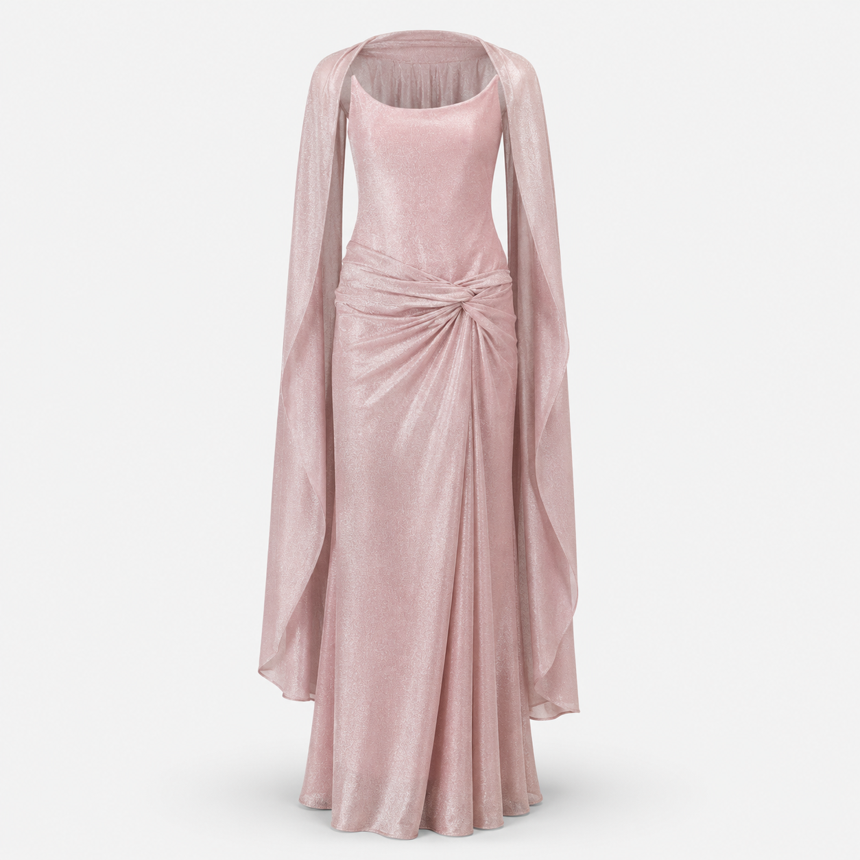 ETHEREAL BLUSH  DRAPED GOWN