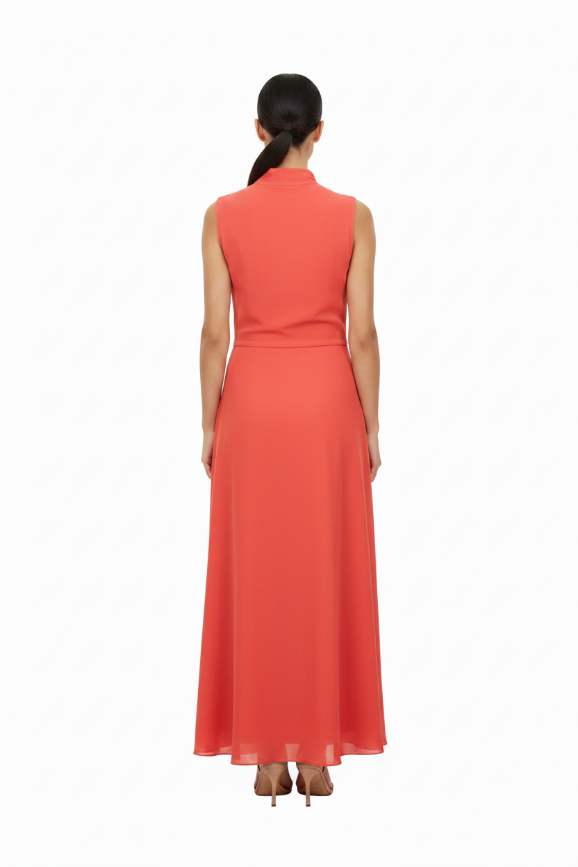 SL-CORAL RUCHED  MAXI DRESS