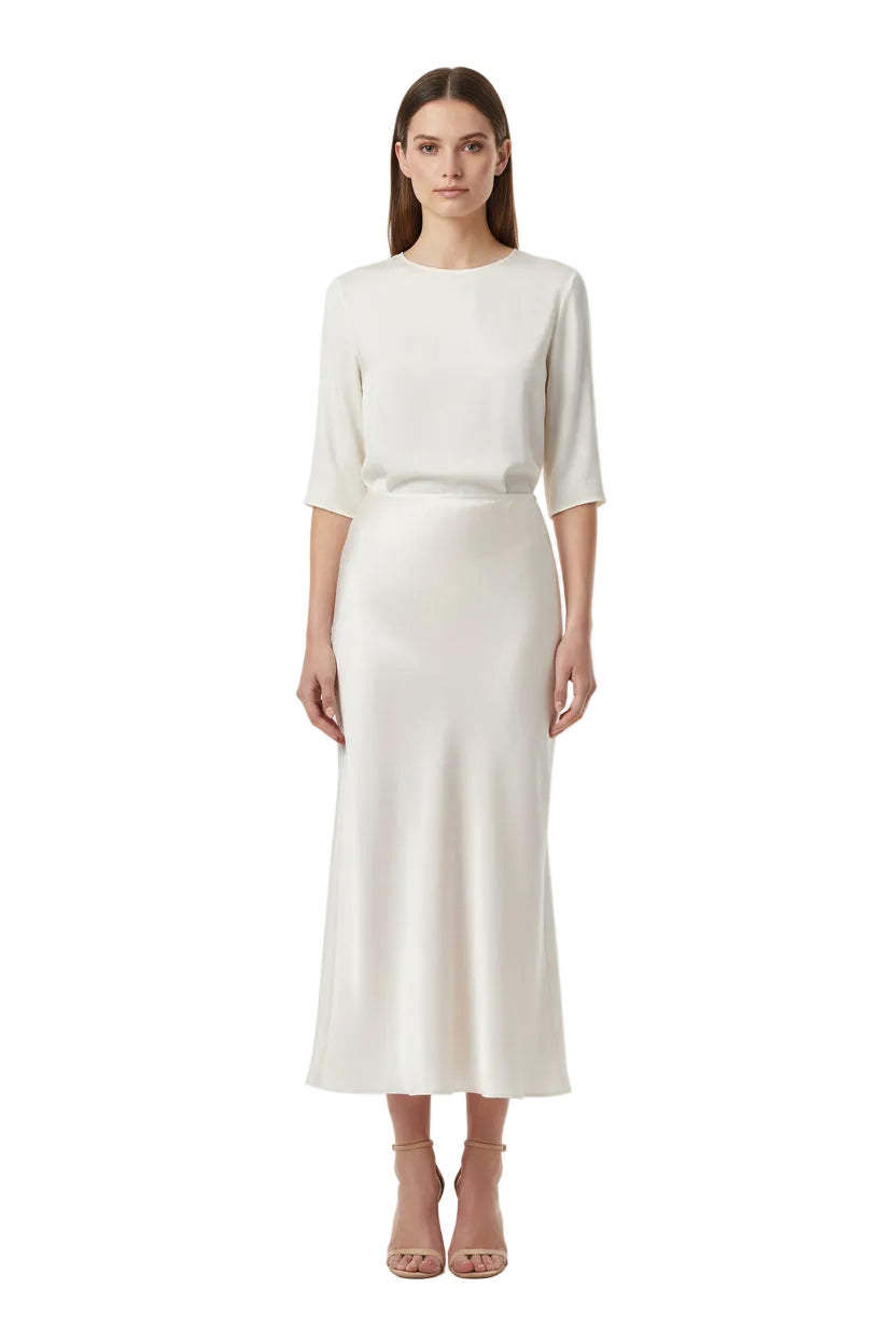 SL-IVORY SATIN BIAS MAXI SKIRT