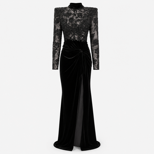 NOIR ILLUSION VELVET GOWN