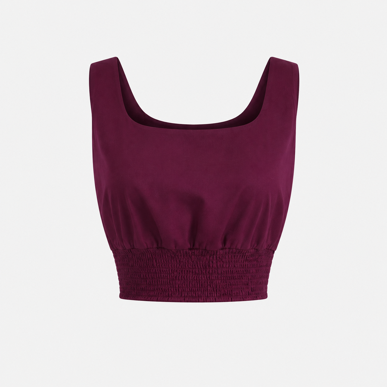 SL-PURPLE SMOCKED CROP TOP