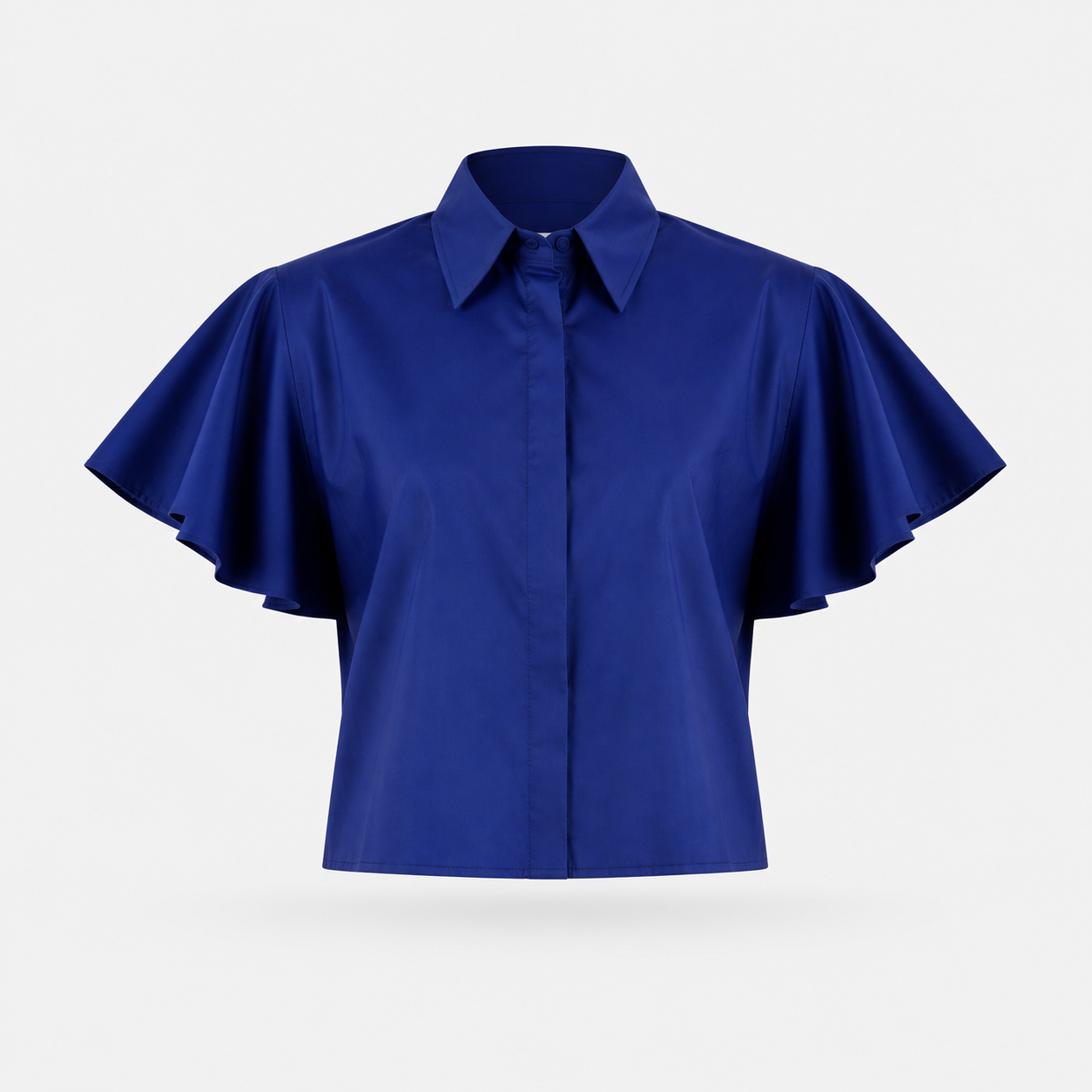 SL-ROYAL BLUE  FLUTTER SLEEVE SHIRT