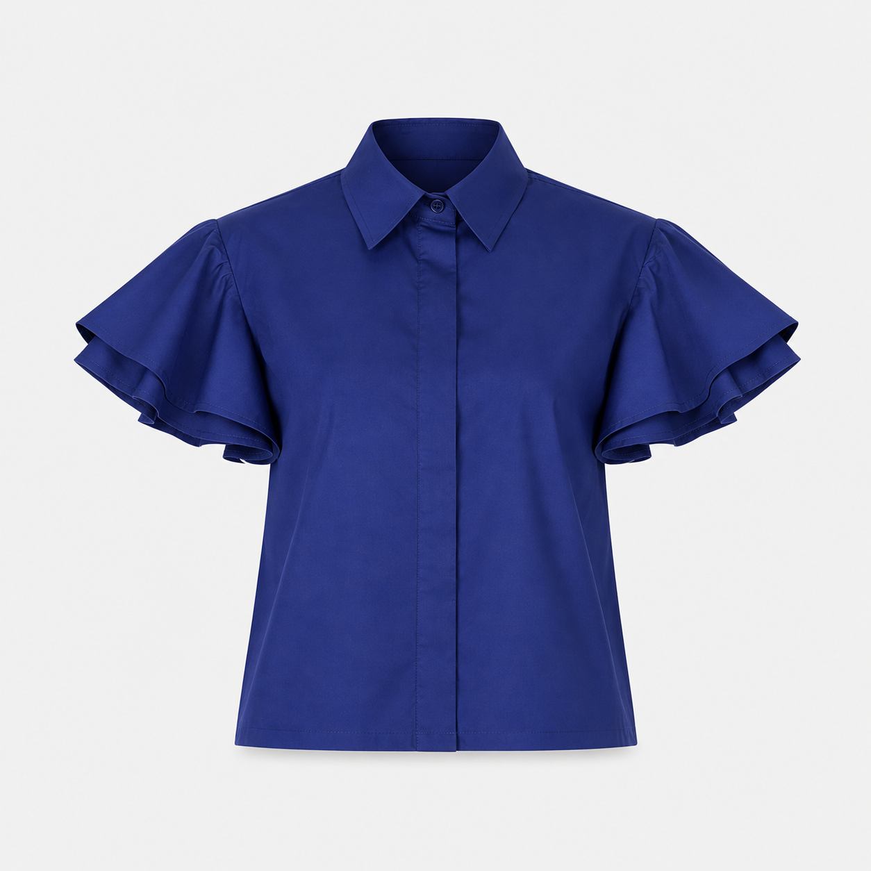 SL-ROYAL BLUE  FLUTTER SLEEVE SHIRT
