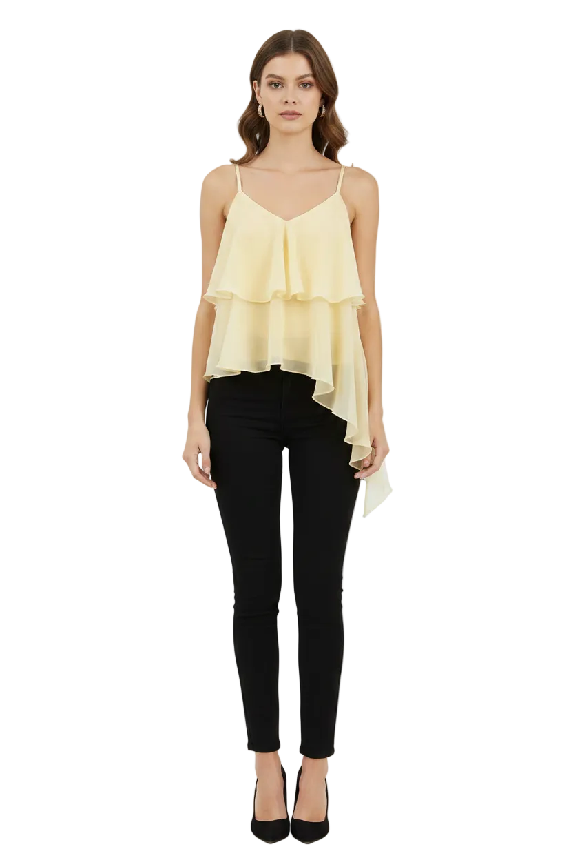 SL-BUTTERCREAM ASYMMETRIC LAYERED CAMI TOP