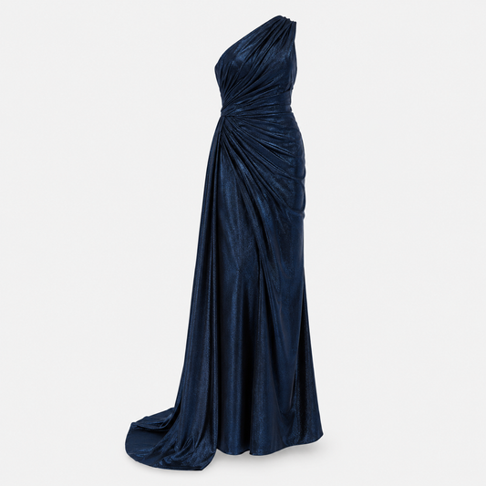 MIDNIGHT MUSE  BLUE   DRAPED GOWN