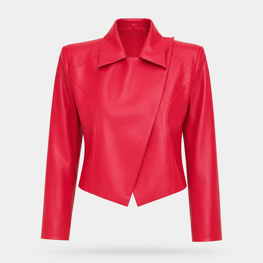 WQ-FUCHSIA CROPPED LEATHER JACKET