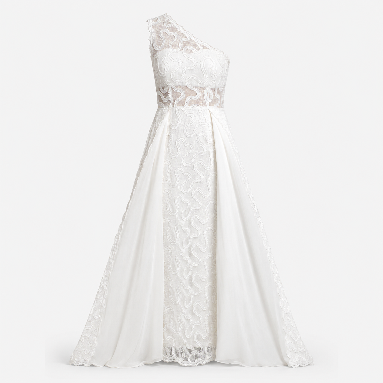 IVORY  VEIL ILLUSION LACE GOWN