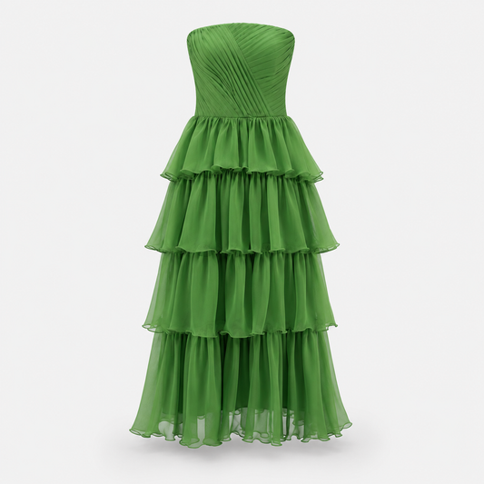 EMERALD CASCADE TIERED DRESS