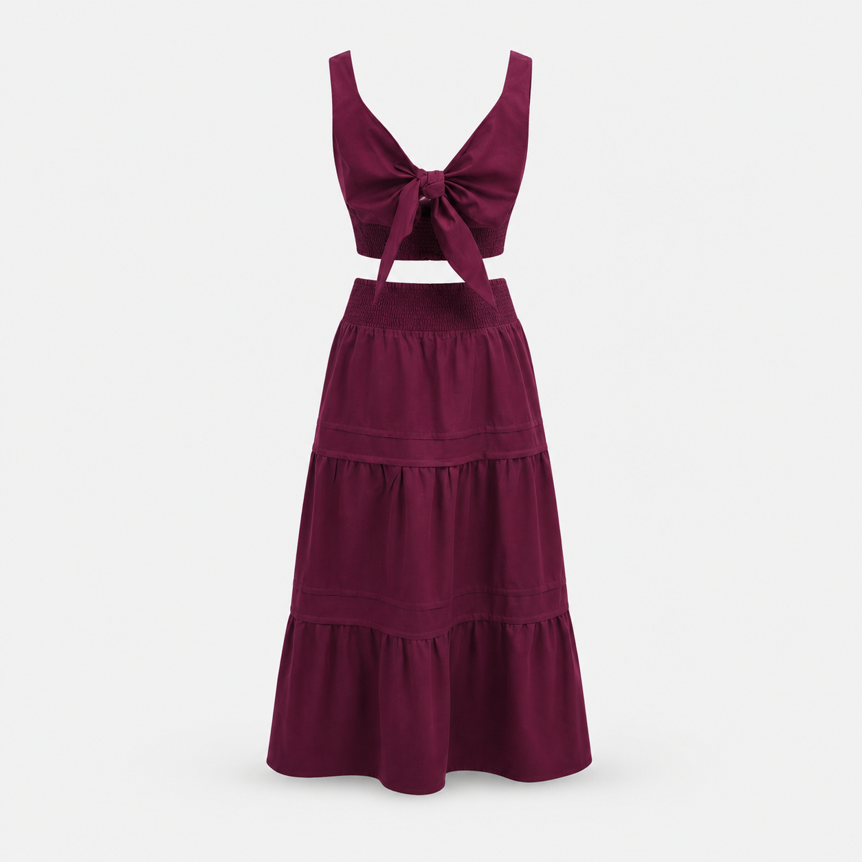 SL-PURPLE SMOCKED CROP TOP