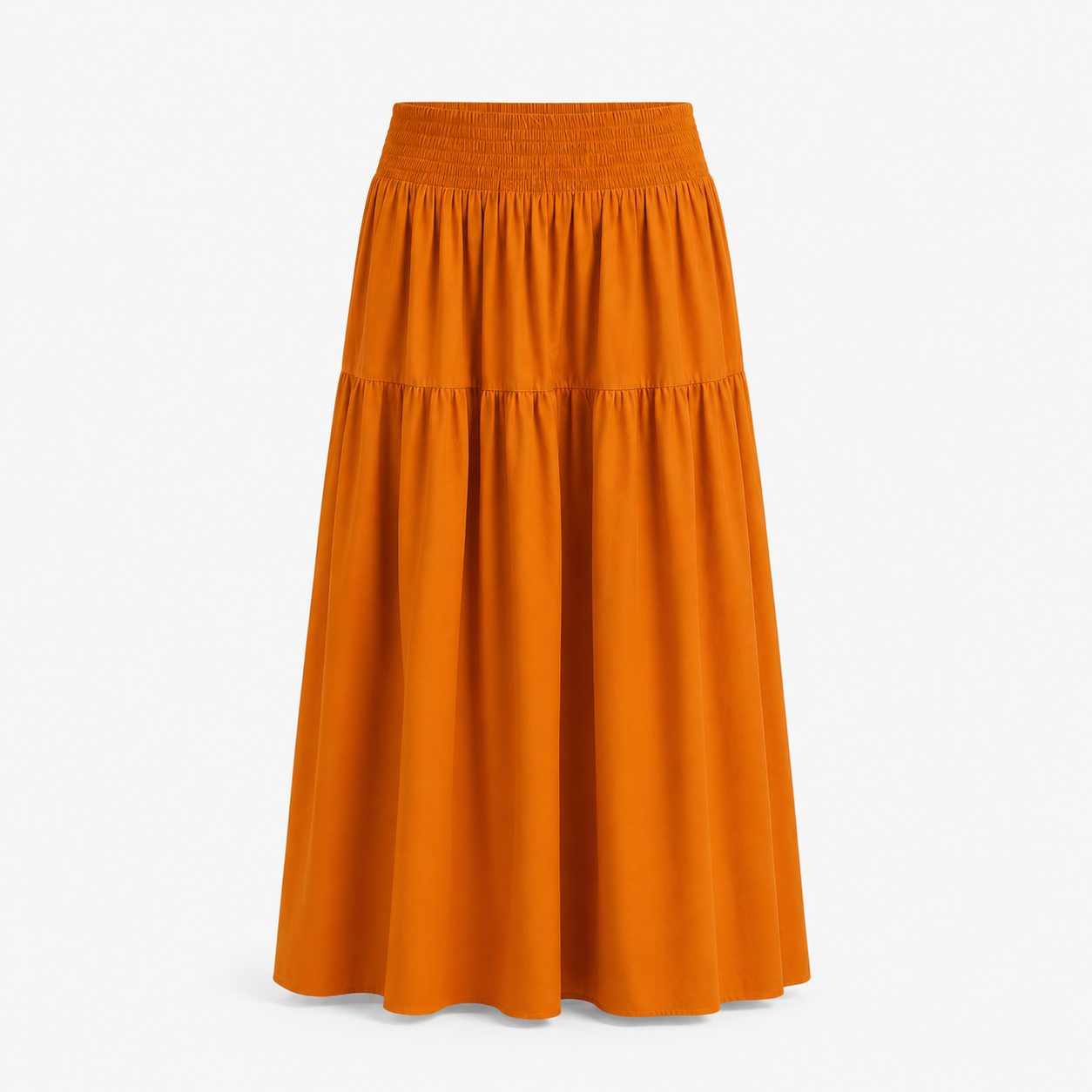 SL-BURNT ORANGE  TIERED MAXI SKIRT