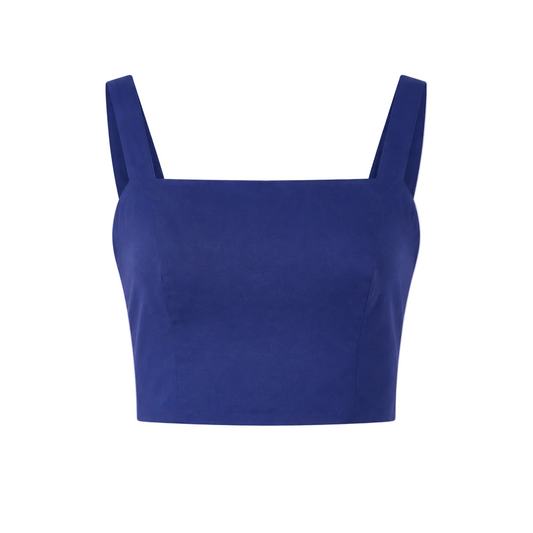 SL-ROYAL BLUE SQUARE NECK CROP TOP