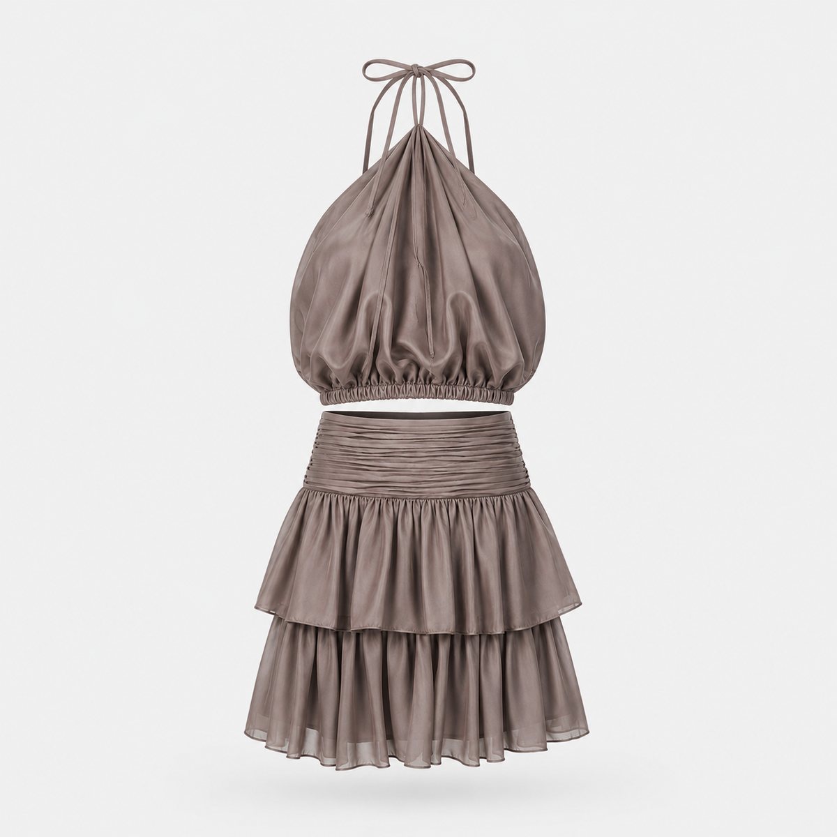 SL-LIGHT GREY  HALTER BUBBLE TOP