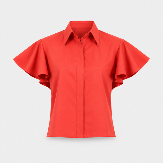 SL-CORAL  FLUTTER SLEEVE SHIRT