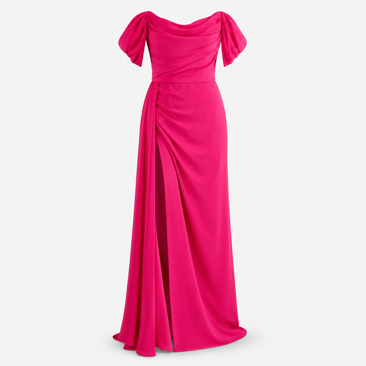 Fleur de Fuchsia Draped Gown