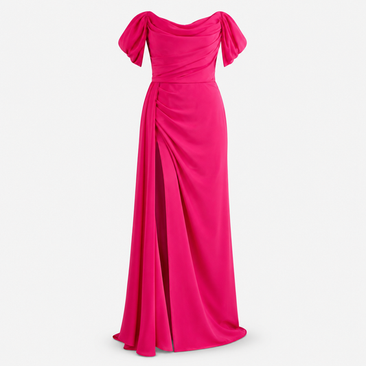 Fleur de Fuchsia Draped Gown